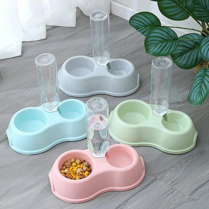 Tigela para gato e animal de estimação, alimentador automático, dispensador de água, tigela de comida para cachorro e gato com suporte elevado, tigelas duplas para gatos e cães de estimação
