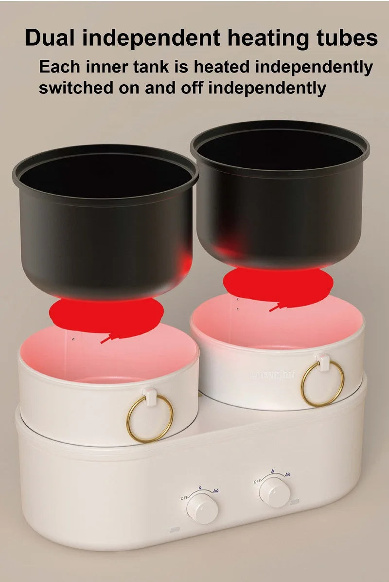 Panela elétrica doméstica de dupla capacidade de 1,8 L, panela elétrica Yuanyang multifuncional, frigideira elétrica antiaderente 220 V