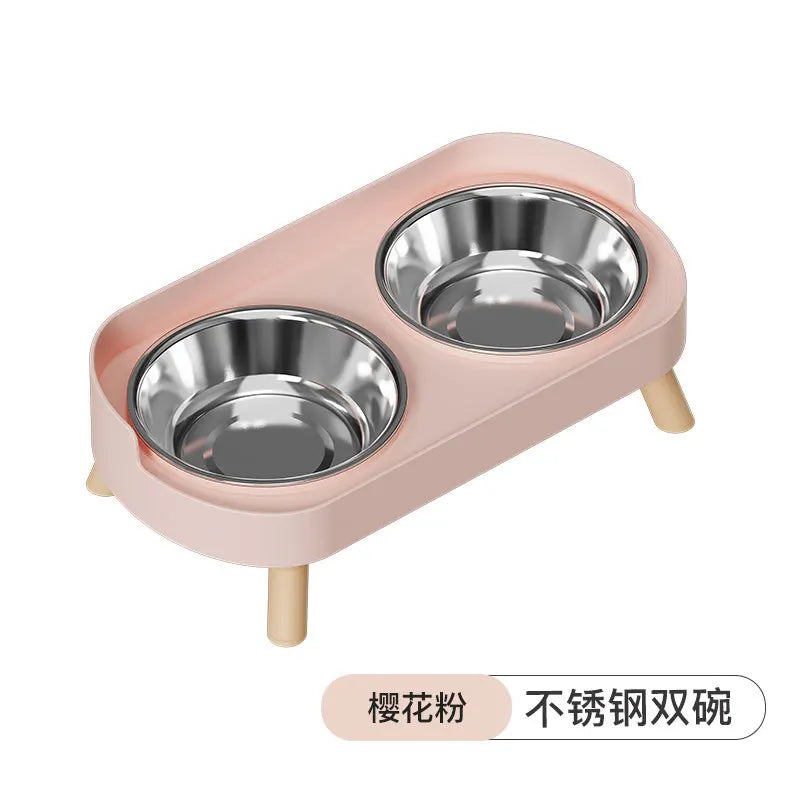 Tigela para animais de estimação, tigela dupla de plástico PP, tigela anti-morte, tigela integrada para água e grãos, tigela para cães, gatos e cães, tigela para água e grãos