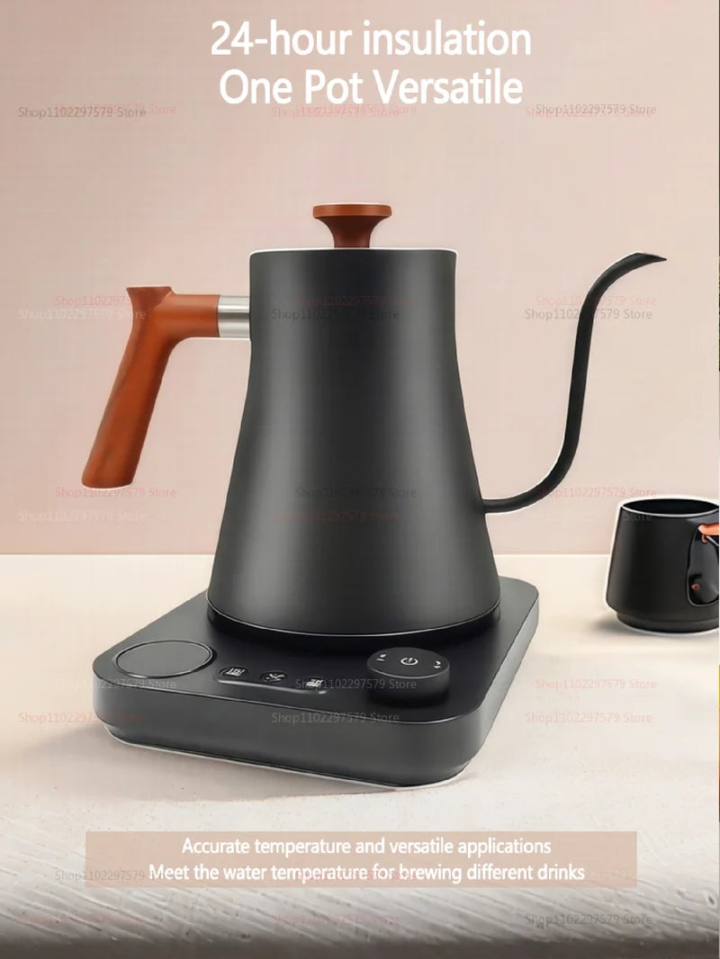 Chaleira elétrica de café coado de 0,9 L, bule de aço inoxidável com controle preciso de fluxo para café preparado à mão e infusão por gotejamento