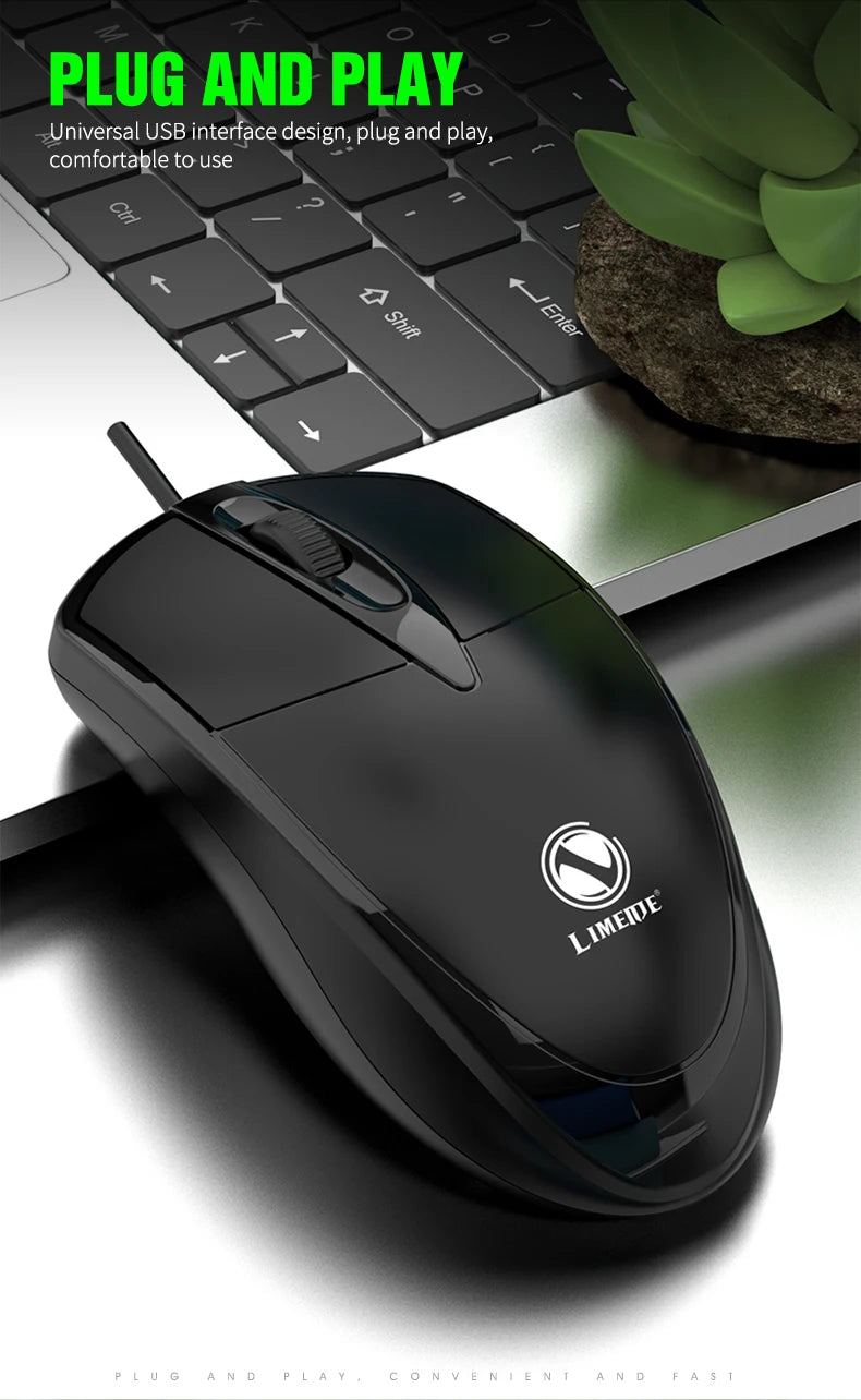 301 Mouse com fio para jogos de escritório, computador desktop, laptop, mouse comercial, mouse óptico USB