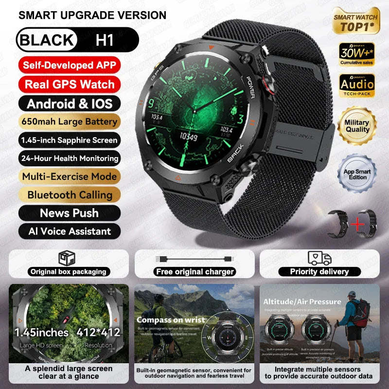Novo relógio inteligente esportivo Xiaomi com GPS, à prova d'água, rastreador fitness, chamada Bluetooth, bateria de 650 mAh, pulseira feminina, 2025