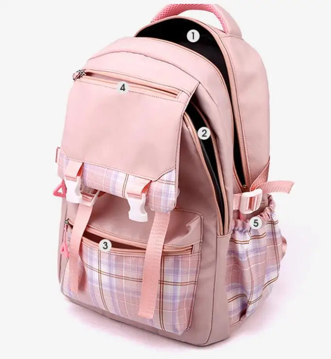Mochilas escolares Stitch para estudantes do ensino médio, mochila feminina de grande capacidade para laptop, mochila escolar para ensino fundamental e médio