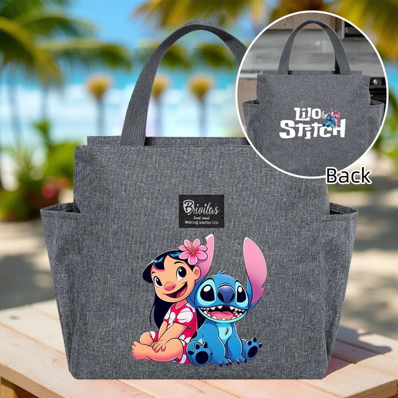 Bolsa de almoço térmica Stitch - Tecido Oxford impermeável, papel alumínio, bolsa quadrada portátil e reutilizável para trabalho, escola, piquenique