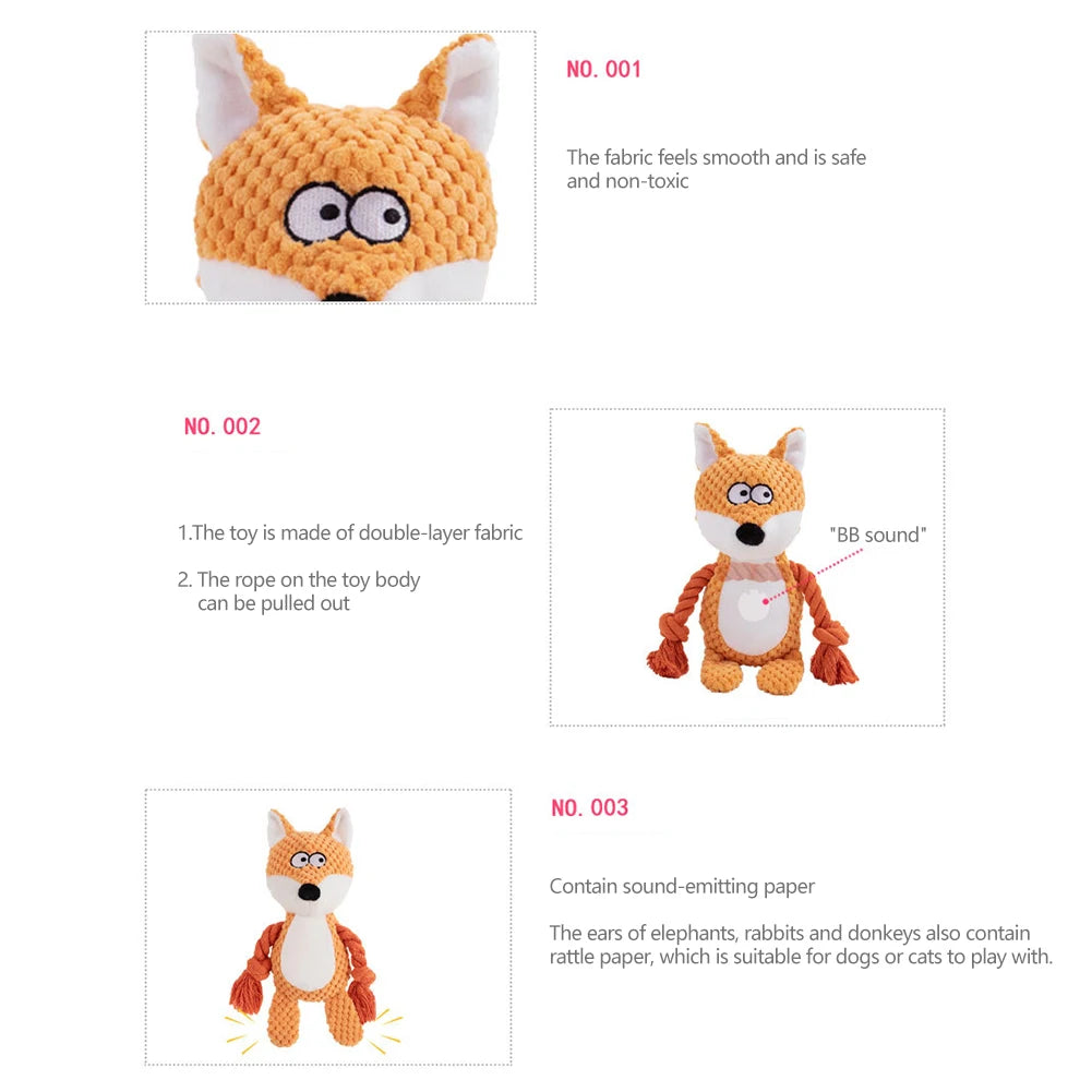 Brinquedo de pelúcia para cachorro, brinquedo de mastigar com articulação pequena crua, indestrutível, resistente a mordidas, som de guincho para filhotes, chocalho para brinquedos de estimação