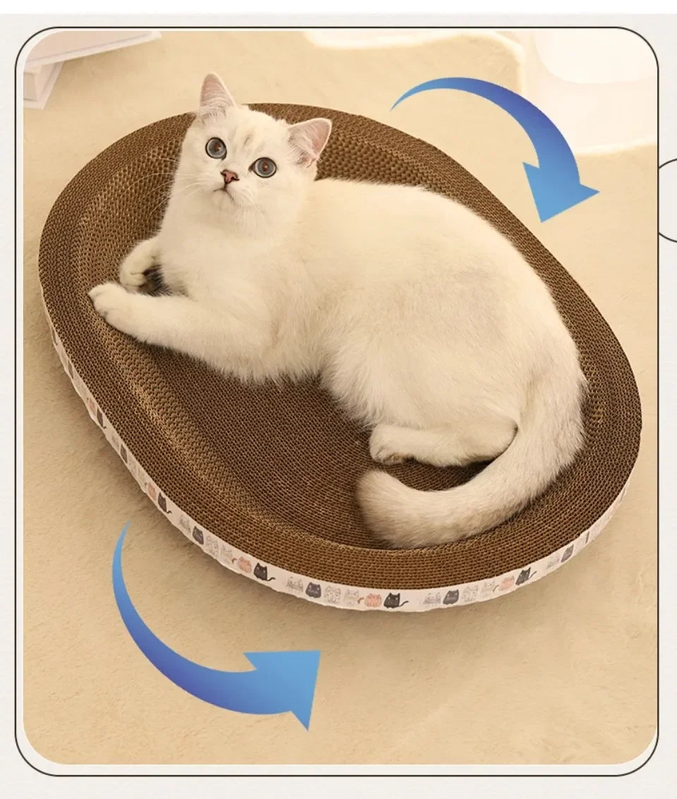 Arranhador de gato ondulado de papelão oval para gatos, tigela, ninho para cama interna, garra de trituração, placa de arranhar para gatos redonda