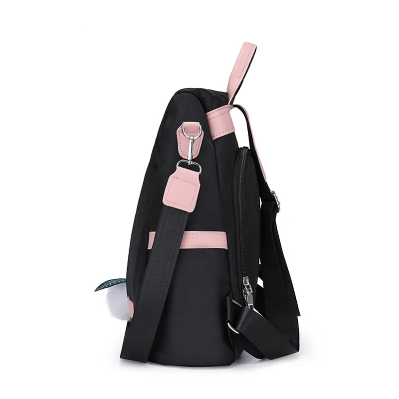 Mochila feminina de grande capacidade, bolsa de ombro à prova de roubo, elegante, feminina, viagem, Oxford, mochila de segurança preta