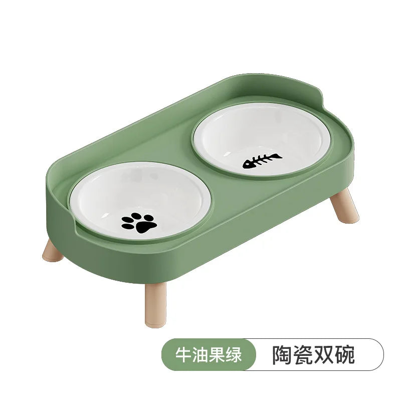 Tigela para animais de estimação, tigela dupla de plástico PP, tigela anti-morte, tigela integrada para água e grãos, tigela para cães, gatos e cães, tigela para água e grãos