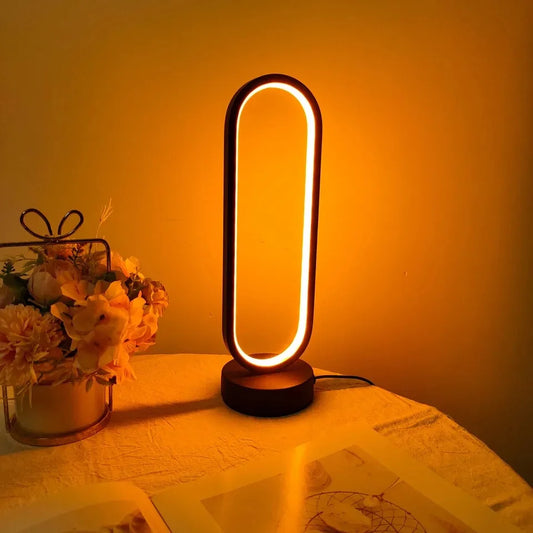 1 peça de lâmpada de anel moderna para quarto, sala de estar, três cores, lâmpada de cabeceira com escurecimento, luz noturna LED para escritório