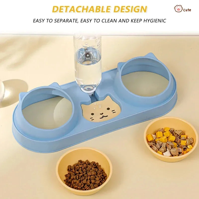 Tigela para gatos, alimentador automático, tigela para comida de cachorro com bebedouro, tigela dupla com suporte elevado, tigelas para gatos