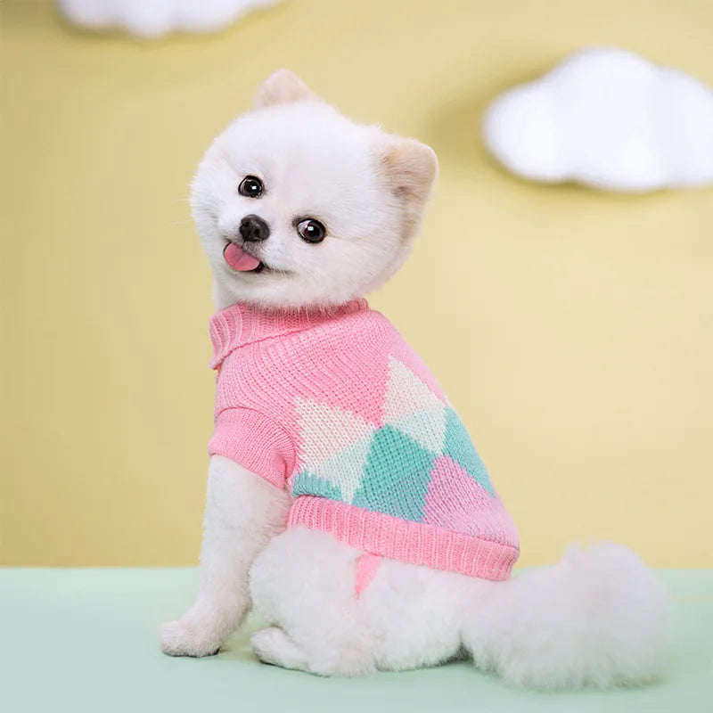 Suéteres para filhotes de cachorro para cães pequenos e médios, roupas para gatos, inverno, quente, pet, gola alta, colete para chihuahua, casaco macio yorkie, jaqueta de pelúcia
