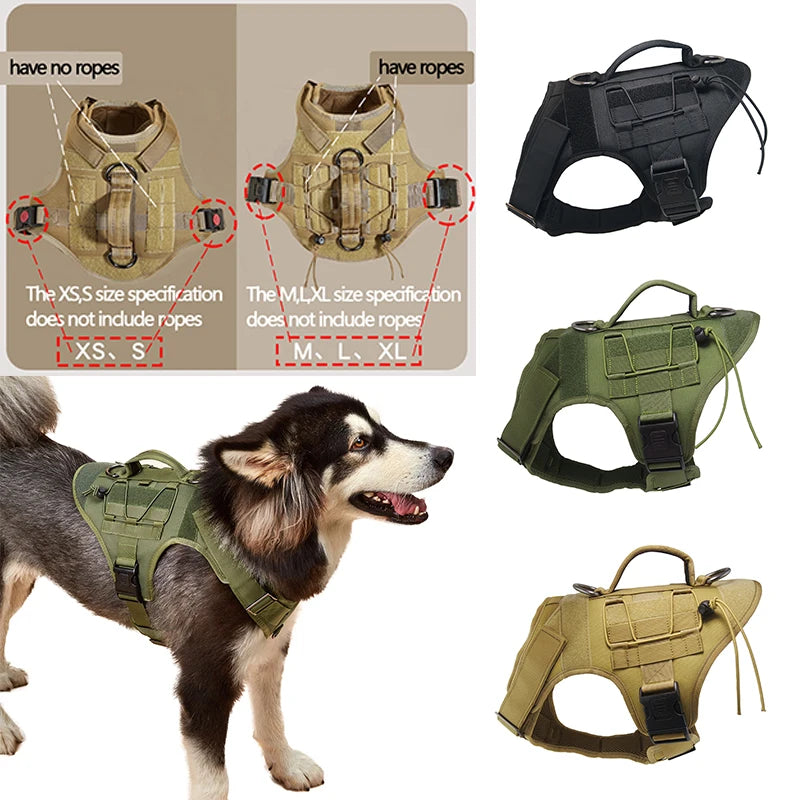Colete de segurança anti-puxão para cães de treinamento tático, colete ajustável para cães, para caminhada, caminhada e corrida para cães de médio e grande porte