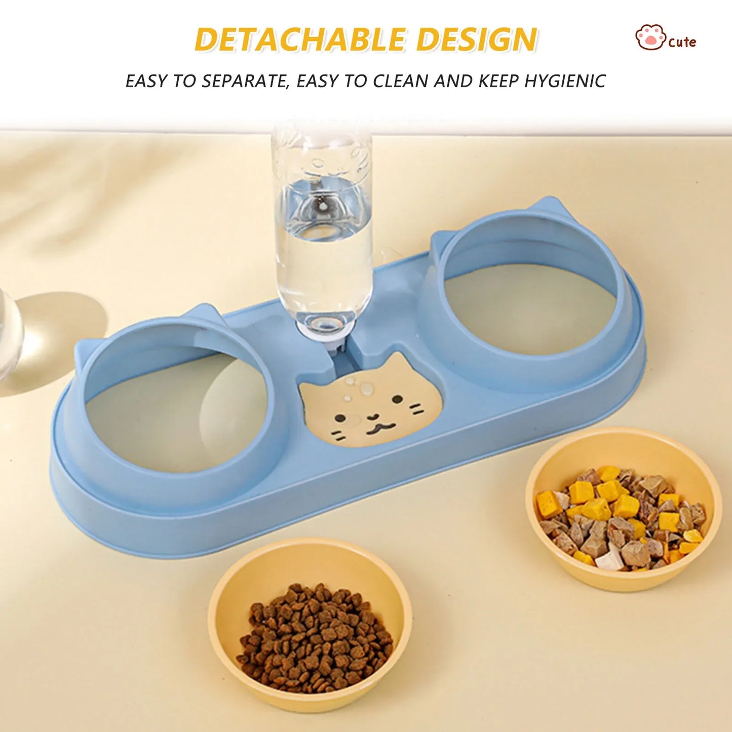 Tigela para gatos, alimentador automático, tigela para comida de cachorro com bebedouro, tigela dupla com suporte elevado, tigelas para gatos