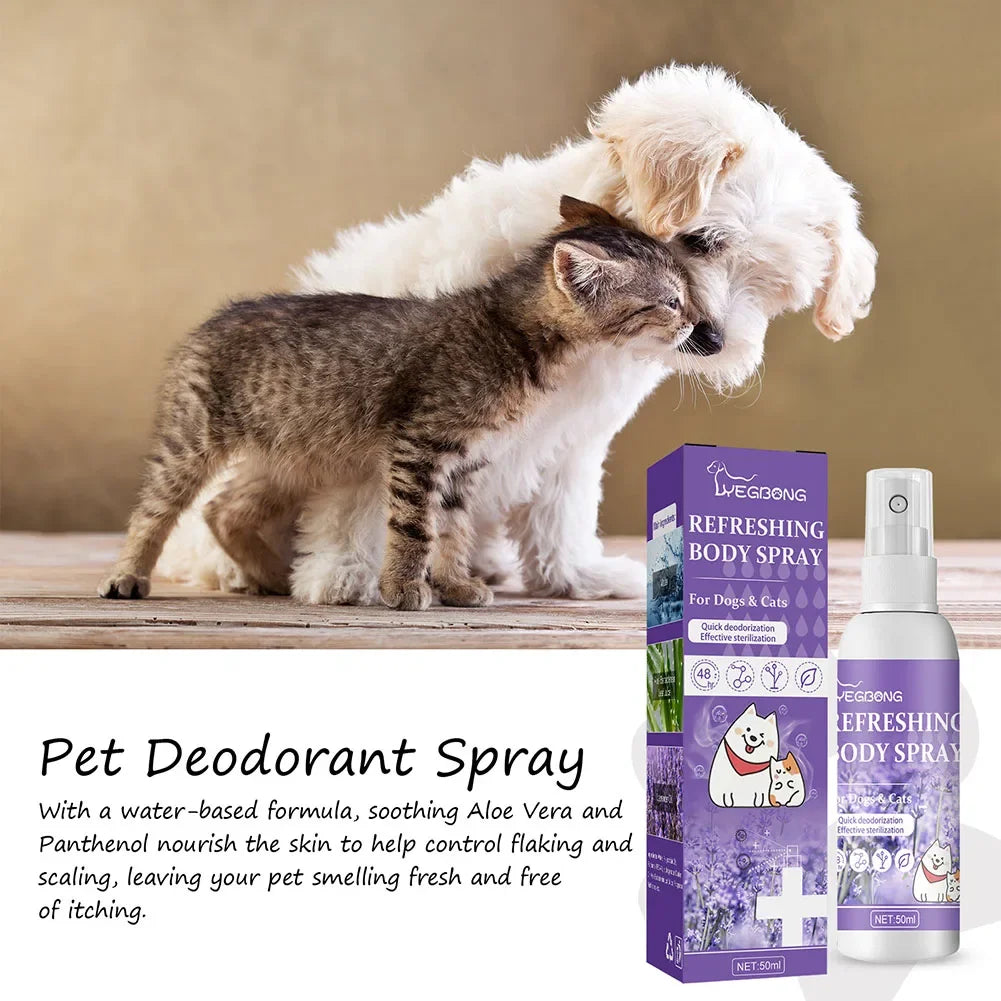 Spray desodorizante de óleo de lavanda para cães, spray desodorizante de longa duração para cães, filhotes, gatos, cães, para remover odores desagradáveis, refrescar o ar