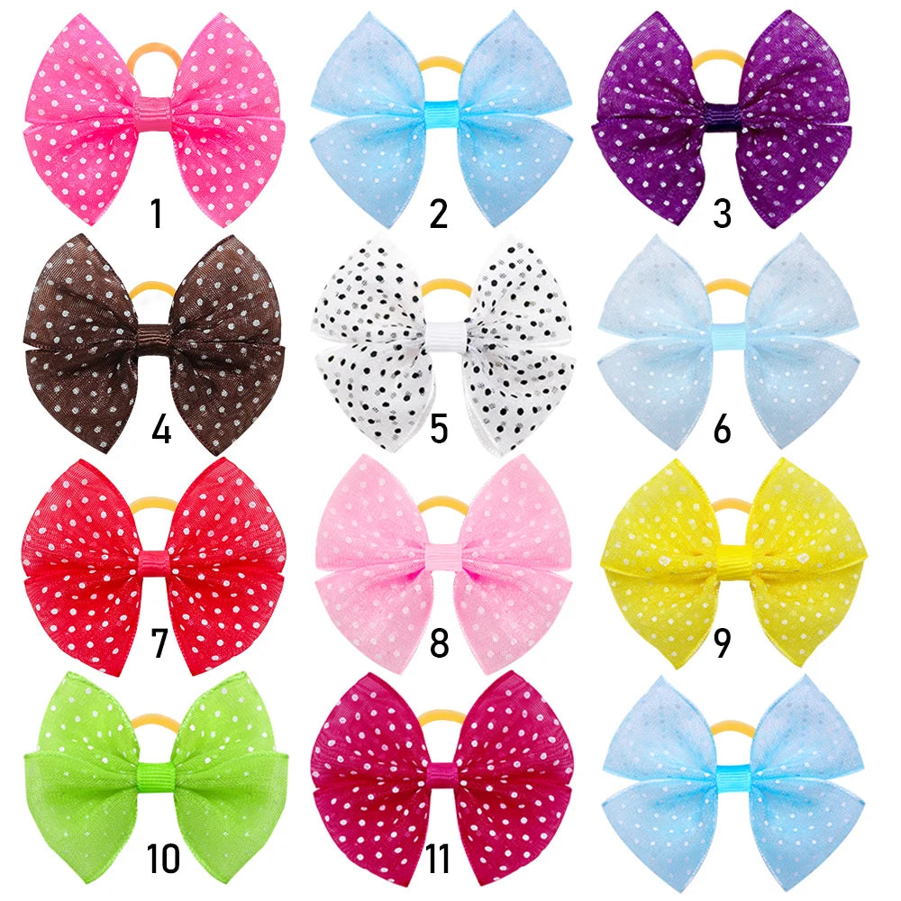 40 peças laços de renda para cachorro com elásticos pontilhados para pelo de cachorro, laço colorido para pelo de cachorro, produtos para animais de estimação
