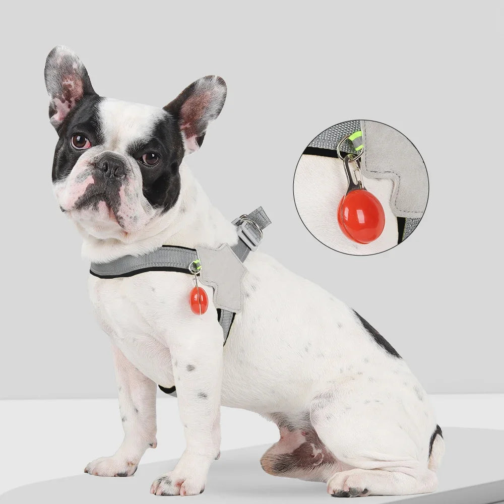 Colete peitoral anti-puxão para cães pequenos e médios, gatos, caminhadas, respirável, alça peitoral ajustável, buldogue, chihuahua, acessórios para animais de estimação
