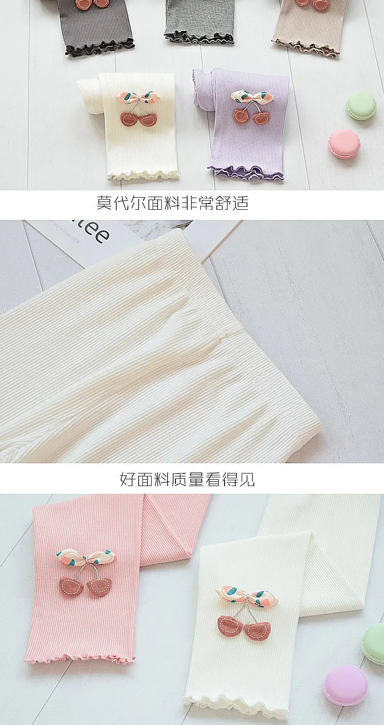 Kids Leggings Cherry Decoration Kids Leggings for Girls 2 To 7 Years Kids Pants Clothes Girls  Children Leggings Girls