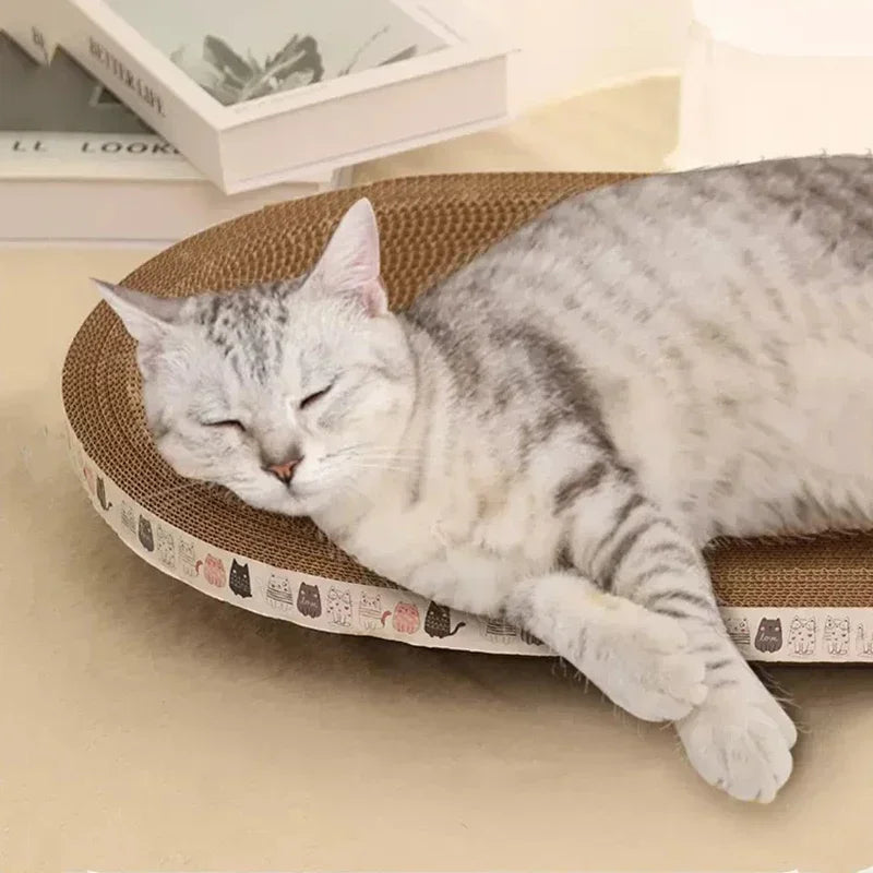 Arranhador ondulado para gatos, redondo, oval, com garras de moagem, resistente ao desgaste, cama para gatos, acessórios para gatos