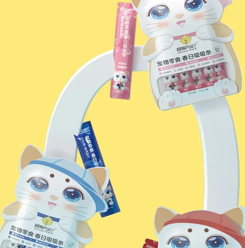 15g*5 Bag Pet Snacks Fish Oil Cat Strips Cat Wet Food Hydrating Cat Snacks Nutrition Salmon eel anchovy Chicken Cat Liquid Snack