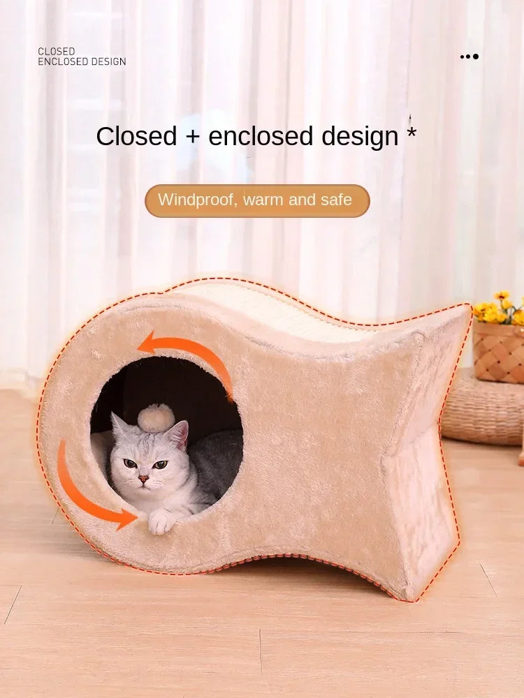 Ninho de gato, casa quente para gatos, casa fechada para gatos durante todo o ano, ninho de dormir para gatos no inverno, suprimentos para animais de estimação