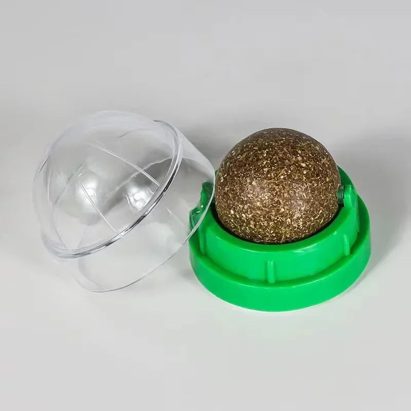 Brinquedo adesivo de parede para gatos Catnip, bola arranhadora, petiscos saudáveis ​​e naturais, remove bolas para promover a digestão, petisco de grama para gatos