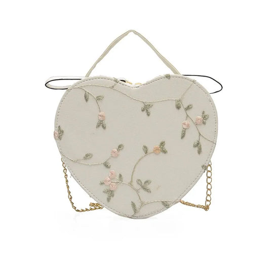 1 peça nova bolsa feminina da moda em couro sintético bolsa de ombro feminina renda pêssego coração bolsa transversal criativa bolsas em formato de coração