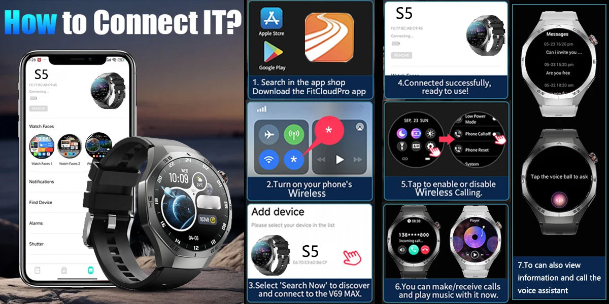 2025 Novo para Android e iOS Smart Watch Masculino Tela AMOLED GPS Trajetória de movimento Frequência cardíaca Bluetooth Chamadas SmartWatch à prova d'água