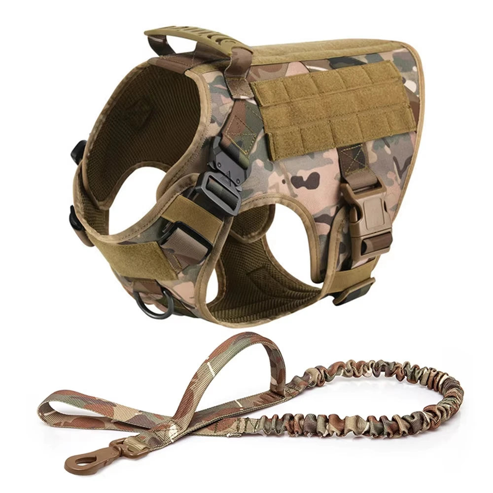Conjunto de peitoral e guia para cães grandes, colete de treinamento para pastor alemão malinois, colete e coleira para cães de médio e grande porte