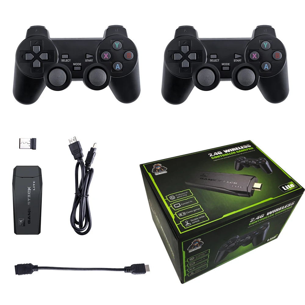 Atualização do console de videogame retrô 2.4G sem fio, console de jogo 4K, 20.000 jogos, 64G, console de jogo portátil Dendy para GBA/FC/PS1/MD