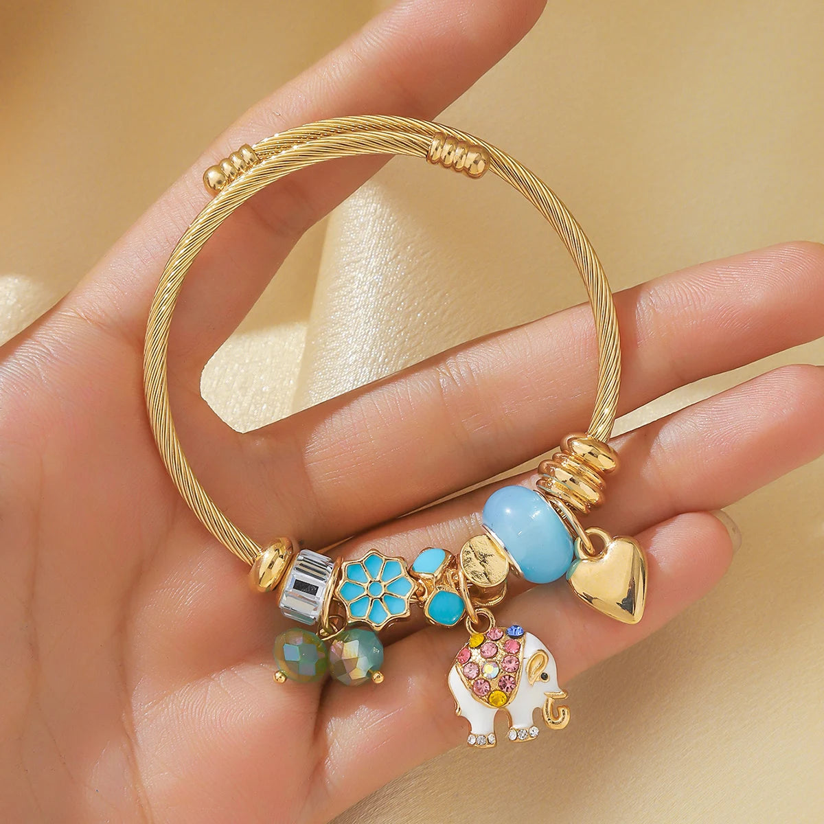 1 Pulseira feminina estilo família elefante pêssego coração árvore da vida pingente liga pulseira viagem ao ar livre banquete festa festival presente