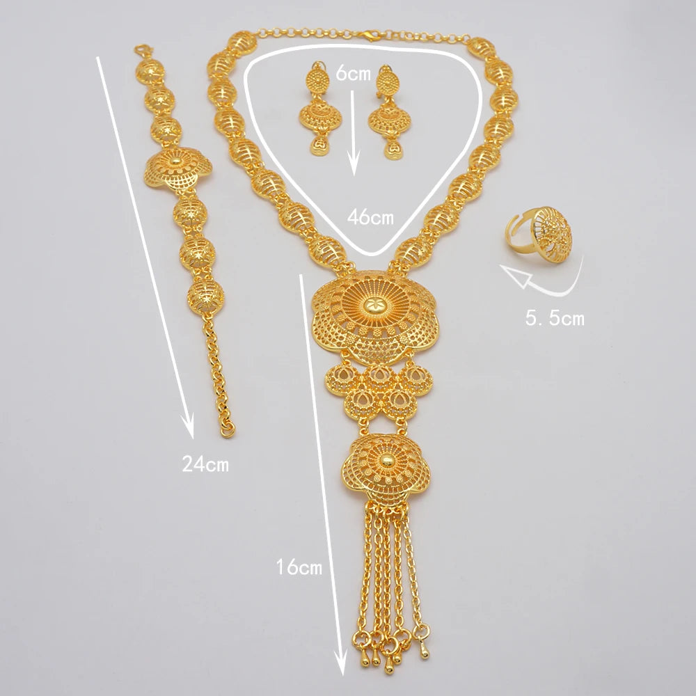 Conjuntos de joias finas 2023 para mulheres, presentes de casamento, colar, pulseira, brincos, anel, joias com contas africanas
