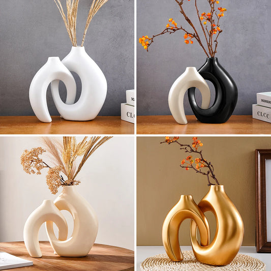 Conjunto de 2 peças de vaso de decoração para casa, série criativa para casais, grande e médio, enfeites de mesa para decoração de interiores