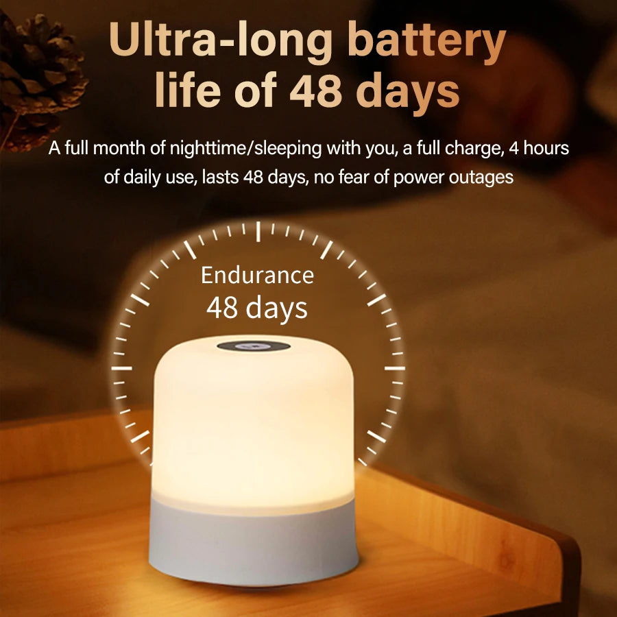Lâmpada noturna LED sensível ao toque, USB, recarregável, regulável, de cabeceira, para decoração de quarto, presente de Natal, lâmpada noturna infantil