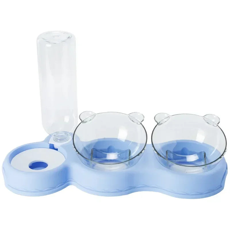 Pet Cat Food Bowl, Splash - proof Water, Three Bowl Neck Protection, Automatic Feeder, Water Storage Dispenser, Pet Dog Feeder