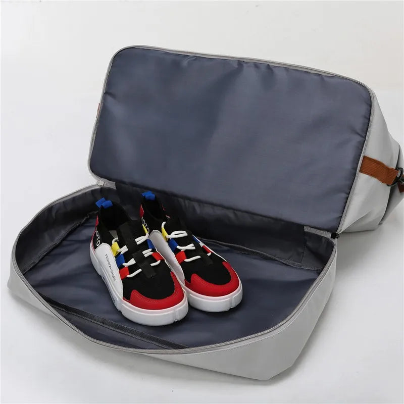 Bolsa de viagem masculina e feminina de grande capacidade para bagagem de mão, separação seco-molhado, bolsa esportiva de fitness, pacote de viagem de curta distância