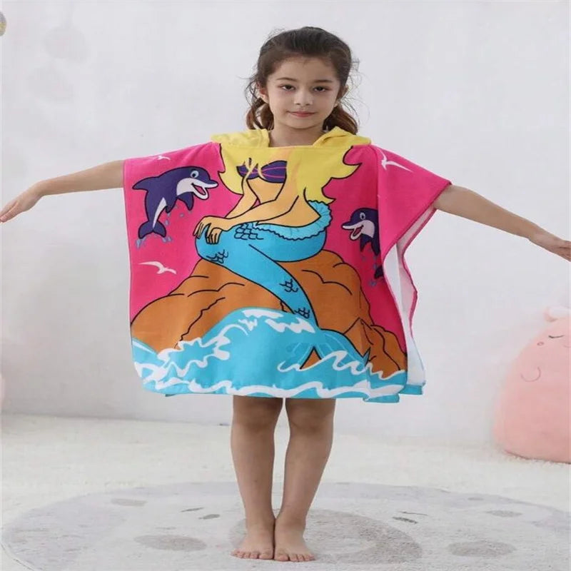 girl  Bathrobe Newborn Towel for Kids  Dress Up Kids Poncho Cape Kids Unicorn pattern Beach Towel Poncho Hooded Baby