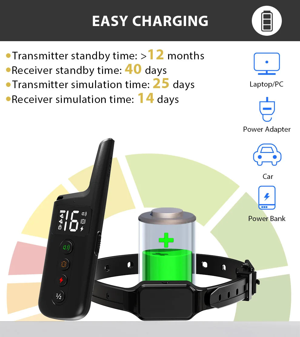 Dog Training Collar Wrap-Around Shock 1000ft Control Distance W/3 Training Modes Beep Vibration Shock Dog Anti-barking Collar