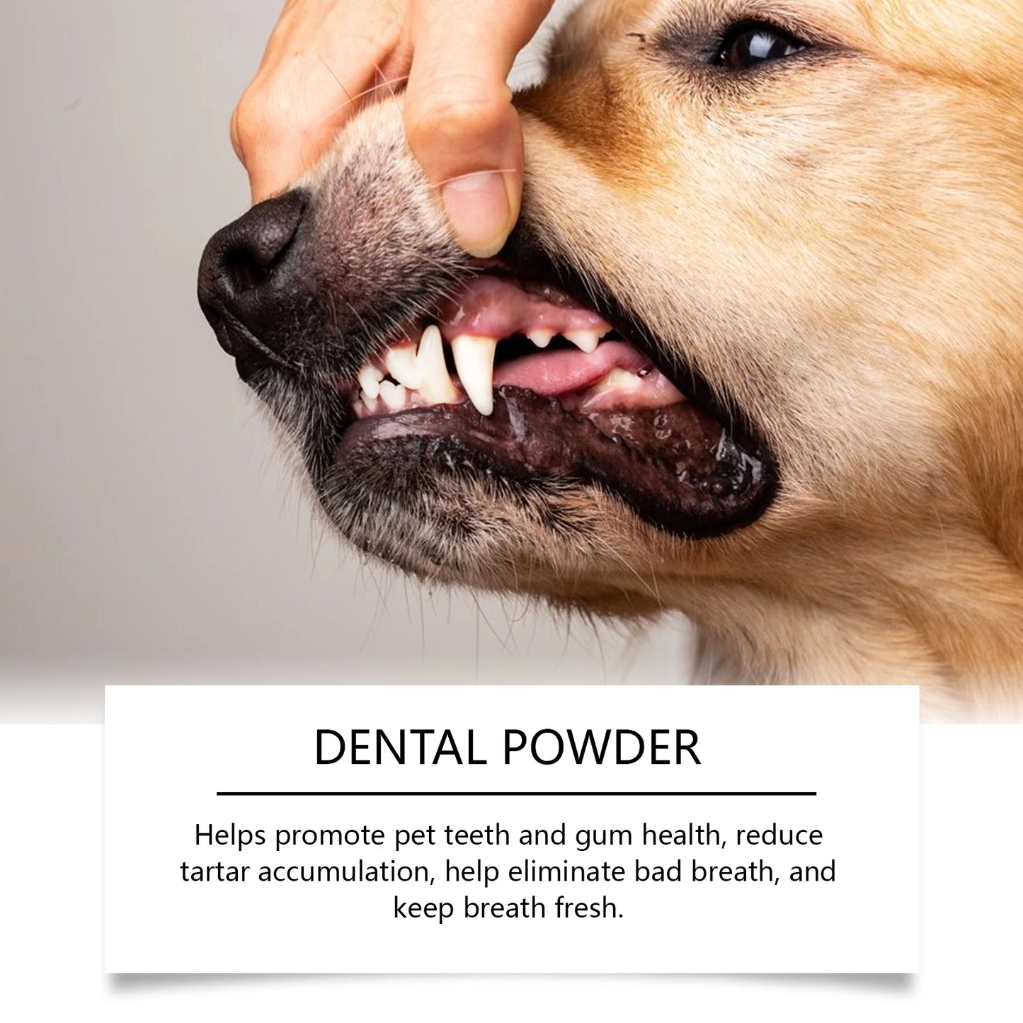 Pó para limpeza de dentes de cachorro Yegbong - Cuidado dental suave para animais de estimação - Remove tártaro, manchas e mau hálito - Clareia os dentes