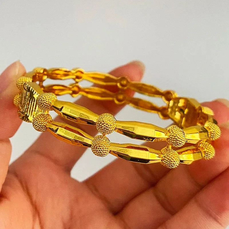 1 peça de pulseiras de luxo vazadas douradas etíopes para noivas, joias indianas para casamento, joias de noivado em Dubai, presentes 24k, novas