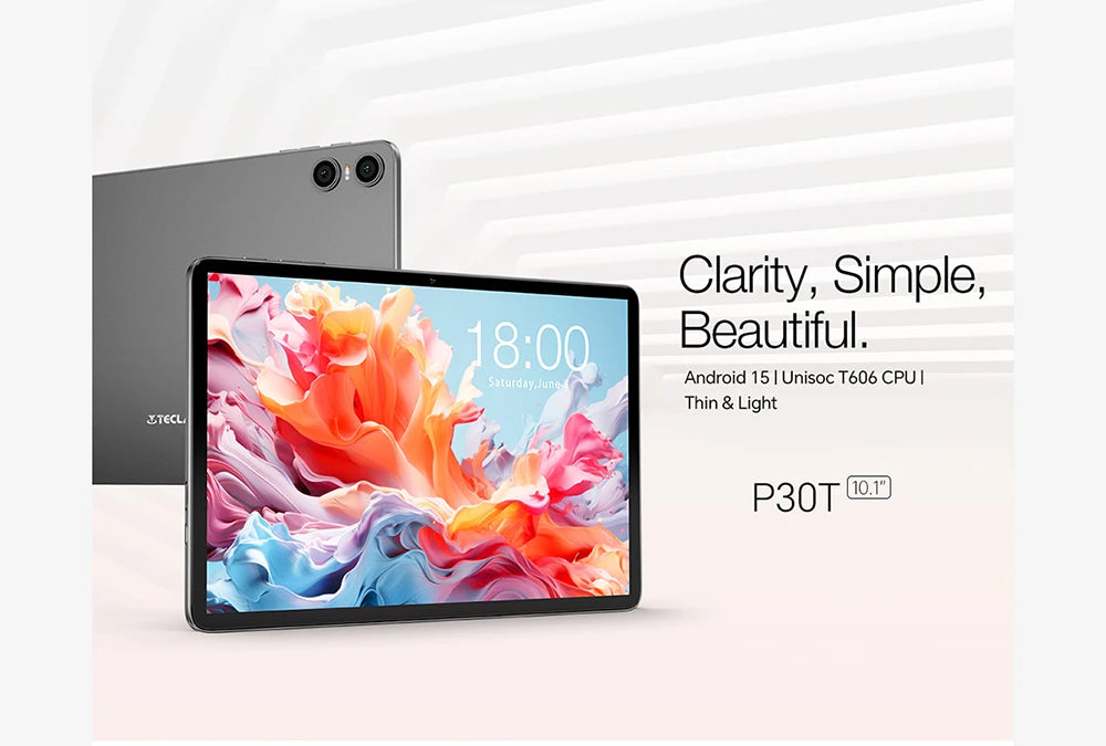 Tablet Teclast P30T Android 15 10.1" IPS Max 12GB RAM 128GB ROM T606 8-core 6000mAh Teclado/Capa/Mouse/Caneta/Fone de Ouvido/Suporte