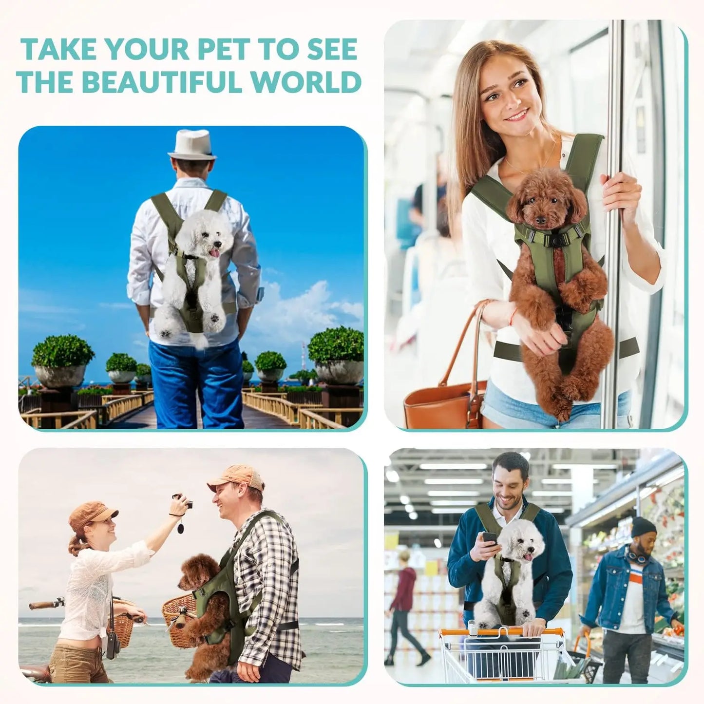 Mochilas de transporte frontal para animais de estimação, mochilas ajustáveis ​​com mãos livres para cães de pequeno e médio porte, respiráveis ​​e para gatos, bolsas de transporte para viagens ao ar livre
