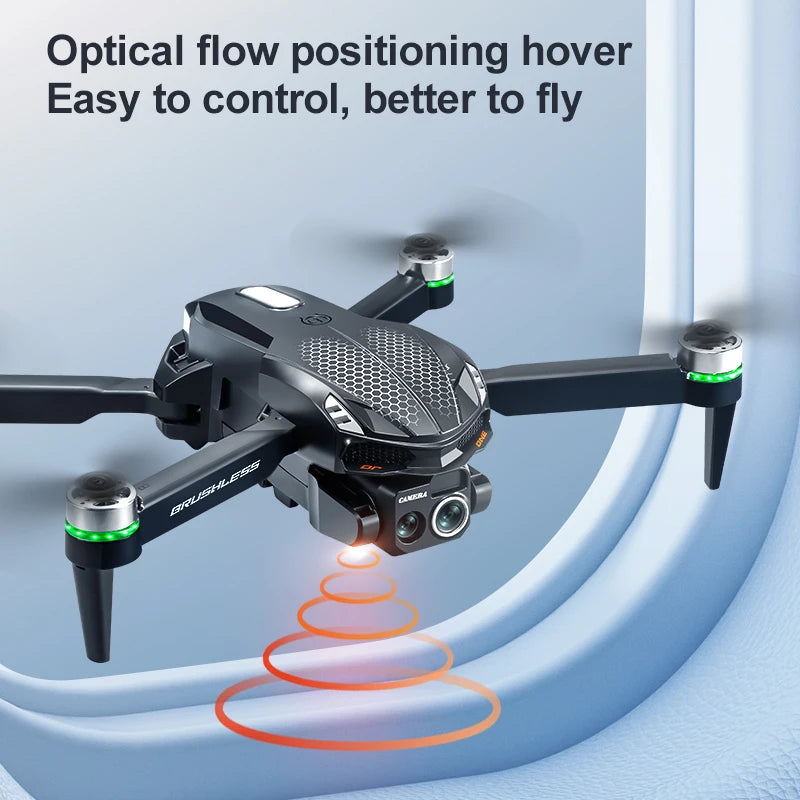 Drone S168 RC 2025 com tela de 2,4 polegadas, motor sem escova, câmeras duplas 8K HD, posicionamento de fluxo óptico, aeronave de brinquedo com prevenção inteligente