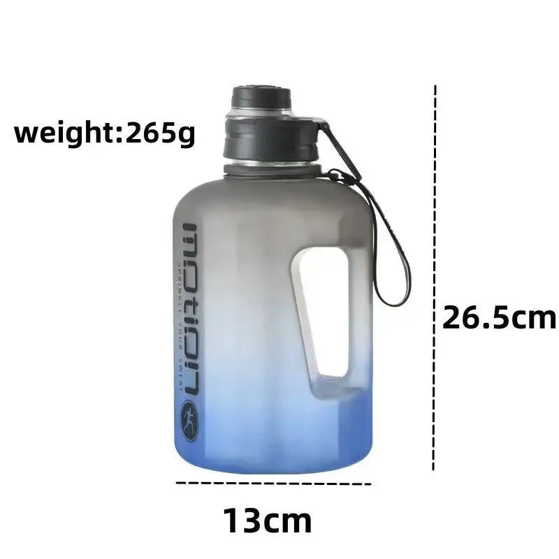 Garrafa de água esportiva de 2,4 litros com canudo, grande capacidade, fitness, com escala, chaleira gradiente, garrafa de água portátil de plástico para atividades ao ar livre