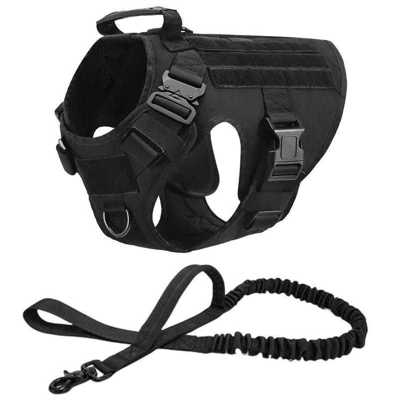 Colete militar tático para animais de estimação, pastor alemão, golden retriever, conjunto de arreios e guia para cães de todas as raças