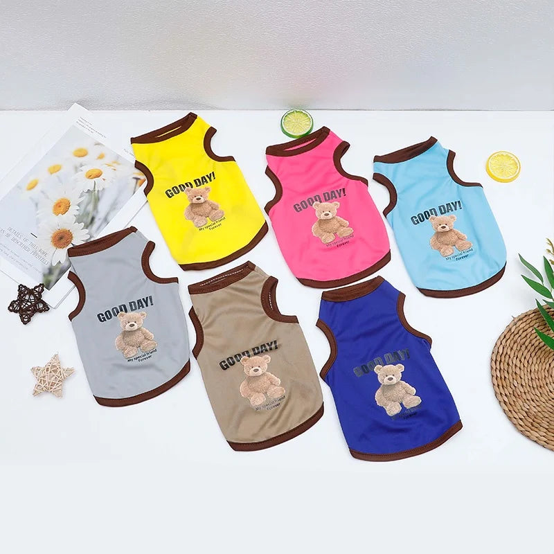 Roupas de cachorro de urso de desenho animado, fantasia fofa de algodão para cachorro, camiseta para animais de estimação, colete para gatos, filhotes de cachorro pequeno e médio, shih tzu, tamanho XS-XXL