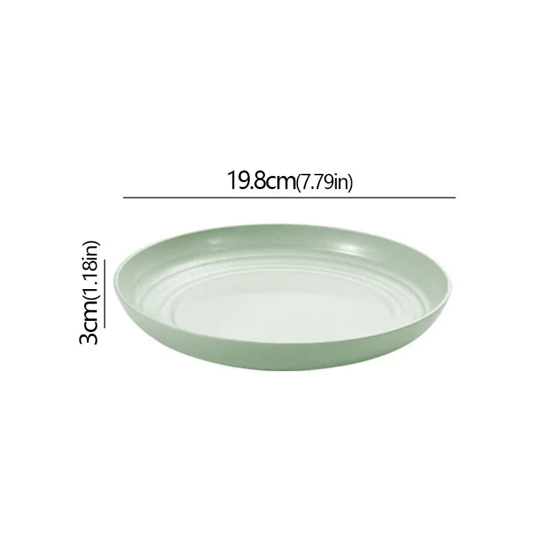 Wheat Straw Solid Color Round Plates Salad Dessert Dinner Reusable Microwave Safe Anti Fall And Shatter Plates Fruit Plate