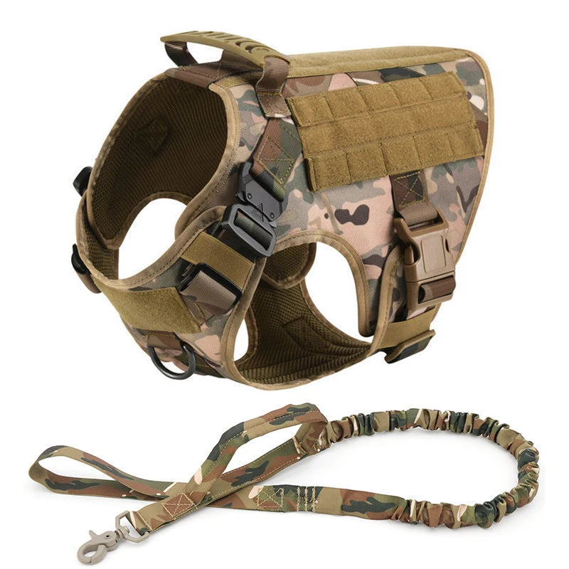Conjunto de coleira e guia para cães grandes, colete tático para pastor alemão, para cães pequenos