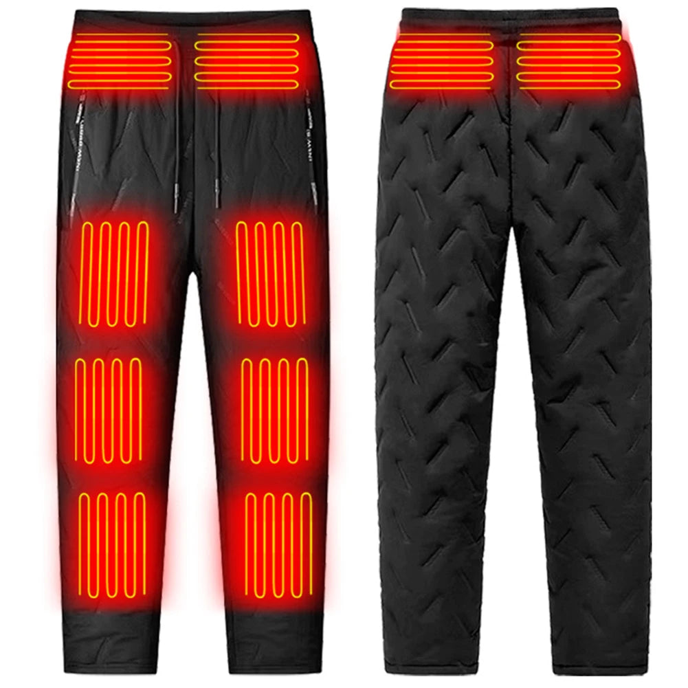 Calças aquecidas unissex, 10 zonas de aquecimento, calças elétricas aquecidas, 3 modos de temperatura, roupas elétricas de inverno à prova d'água