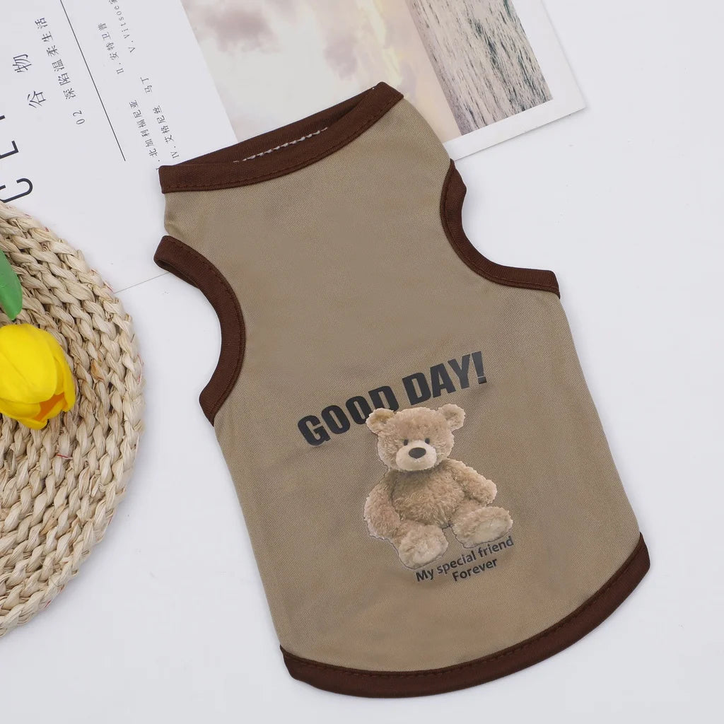 Roupas de cachorro de urso de desenho animado, fantasia fofa de algodão para cachorro, camiseta para animais de estimação, colete para gatos, filhotes de cachorro pequeno e médio, shih tzu, tamanho XS-XXL
