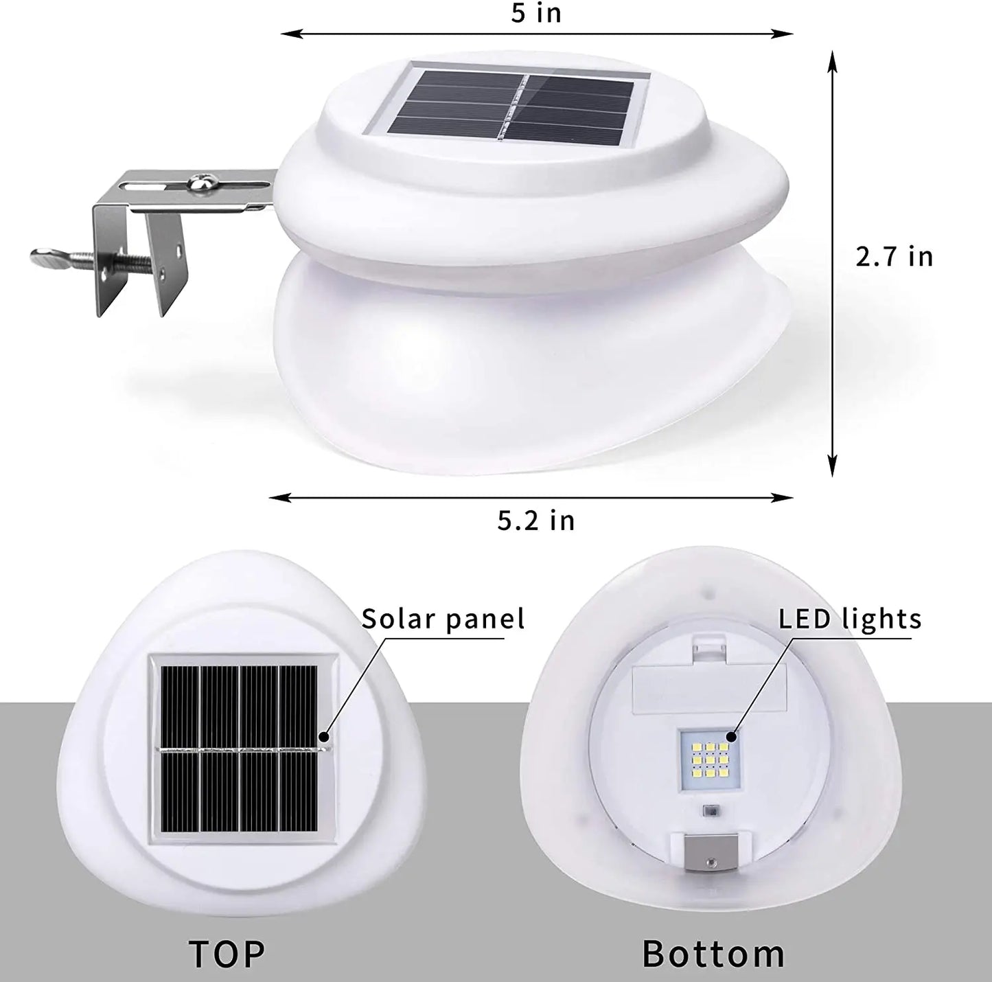 Luzes solares para calhas de jardim ao ar livre, 9 luzes LED para cercas de deck à prova d'água para decoração de paredes, decks, cercas, escadas, degraus e quintais